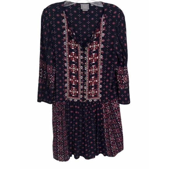 Anthropologie Vanessa Virginia Mini Dress Medium Kaleidoscope Embroidered Boho - Picture 6 of 8